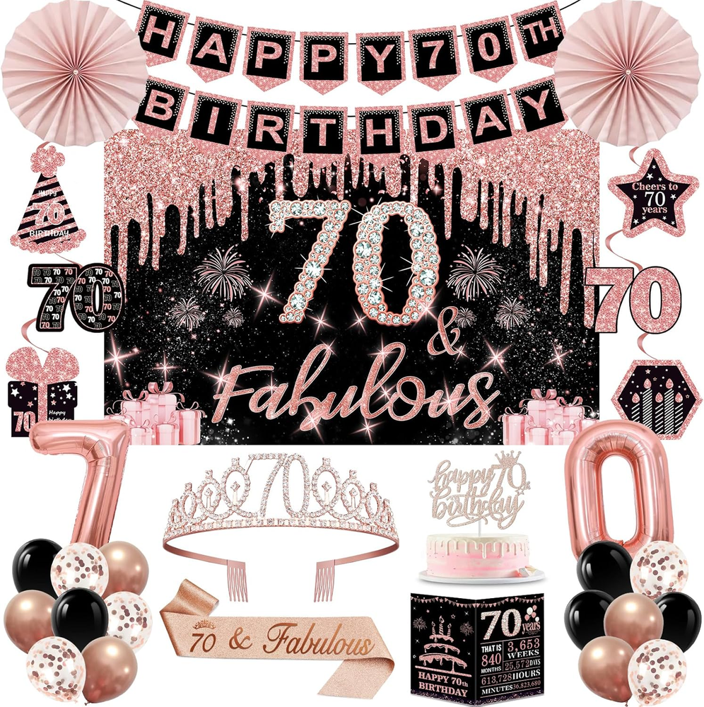 70Th Birthday Decorations for Women,32Pcs 70Th Birthday Party Decorations,Includ