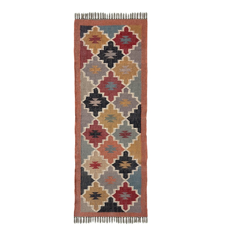 2x6 ft Indian Handmade Rug Wool Jute Flatwoven Bedside Runner Yoga Hallway Accen