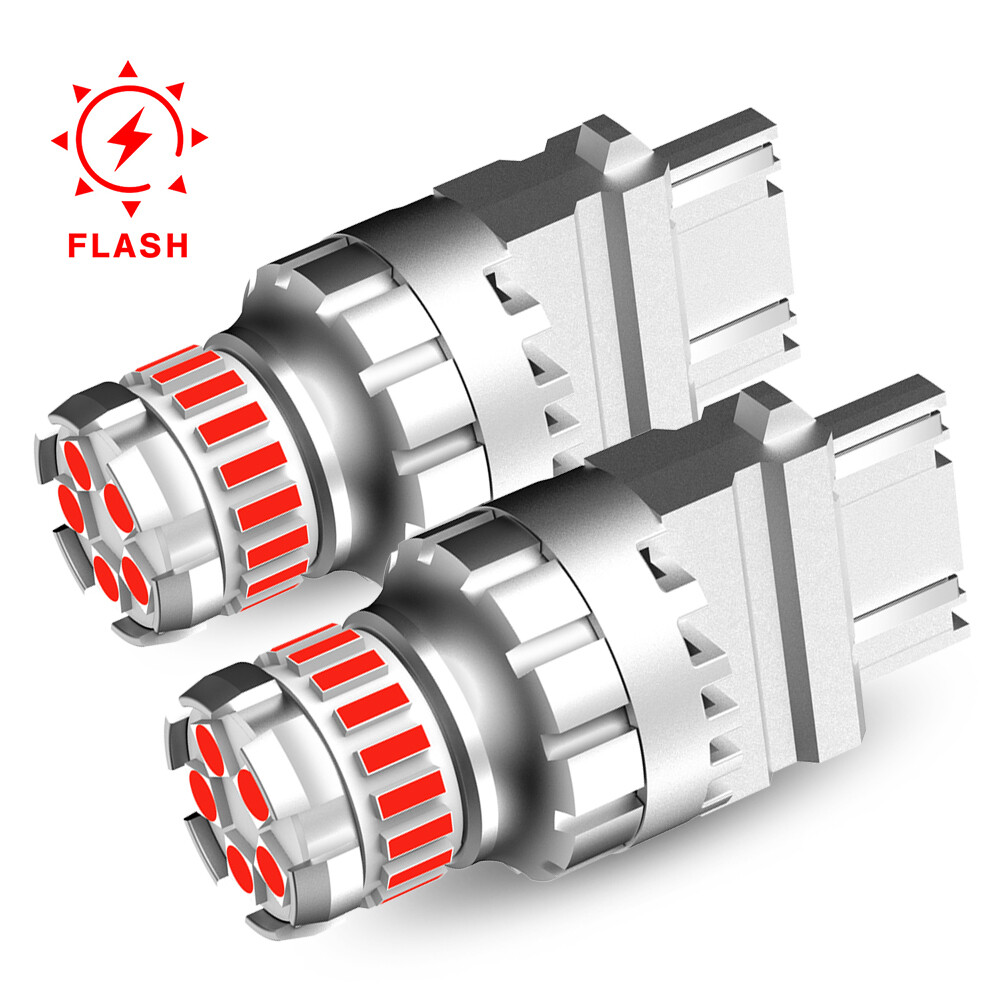 2PCS 3156 3157 LED Bulbs Flashing Red 300% Brighter Canbus Ready Plug and Play M