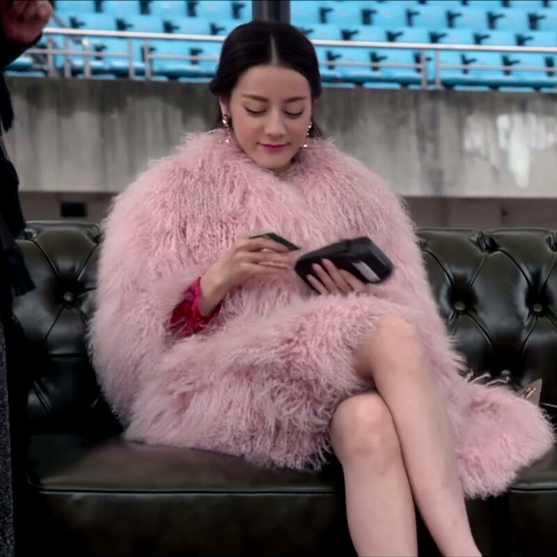 Winter Women's Long Overcoat with Faux Sheep Fur for Warmth