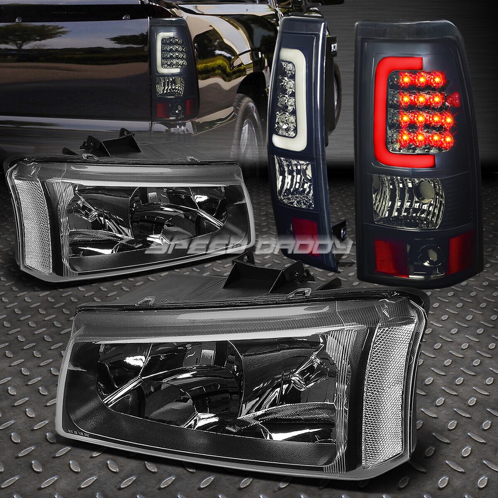 BLACK+CLEAR CORNER HEADLIGHT+CHROME SMOKED 3D LED TAIL LIGHT FOR 03-07 SILVERADO