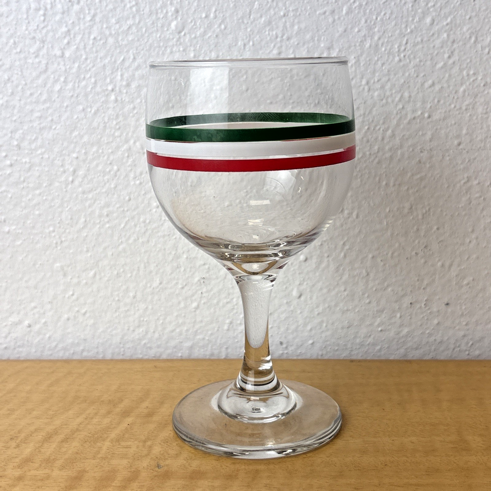 1950s Rare Vintage Libbey Goblet Glass Set - Red Green White - 6 Pieces Available