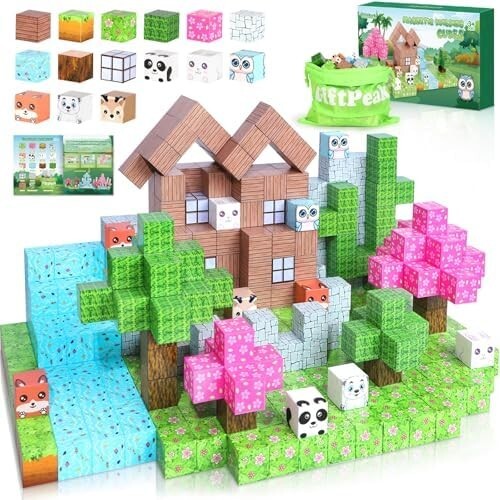 100PCS Minecraft Magnetic Blocks Forest World STEM Building Toy Set for Kids