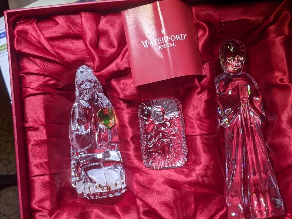 Waterford Crystal Nativity Set with Holy Family Mary Joseph and Baby Jesus