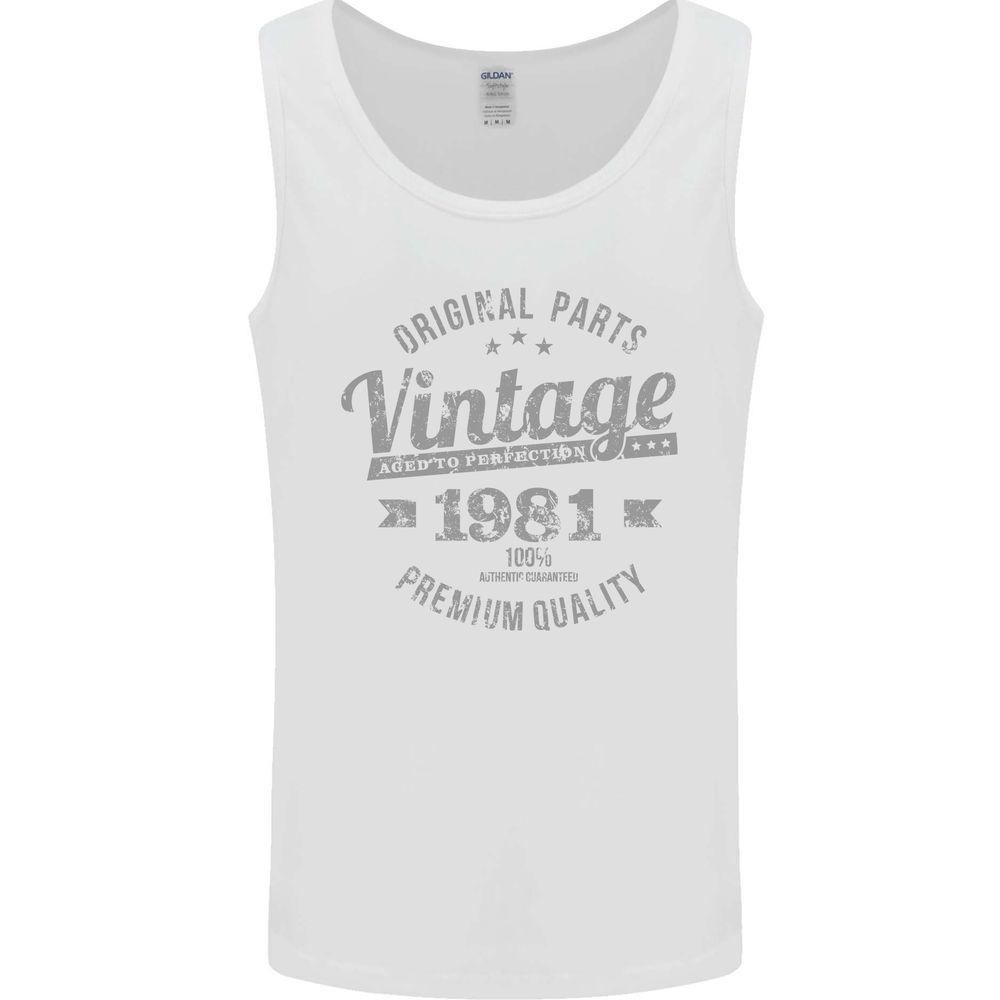 Vintage Year 44th Birthday 1981 Mens Vest Tank Top White