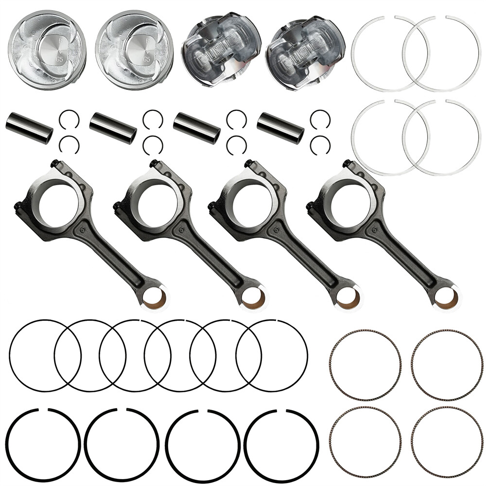 4pc Piston Connecting Rod Kit Fits 11-13 Hyundai Sonata Kia Optima Sorento 2.4L Engine