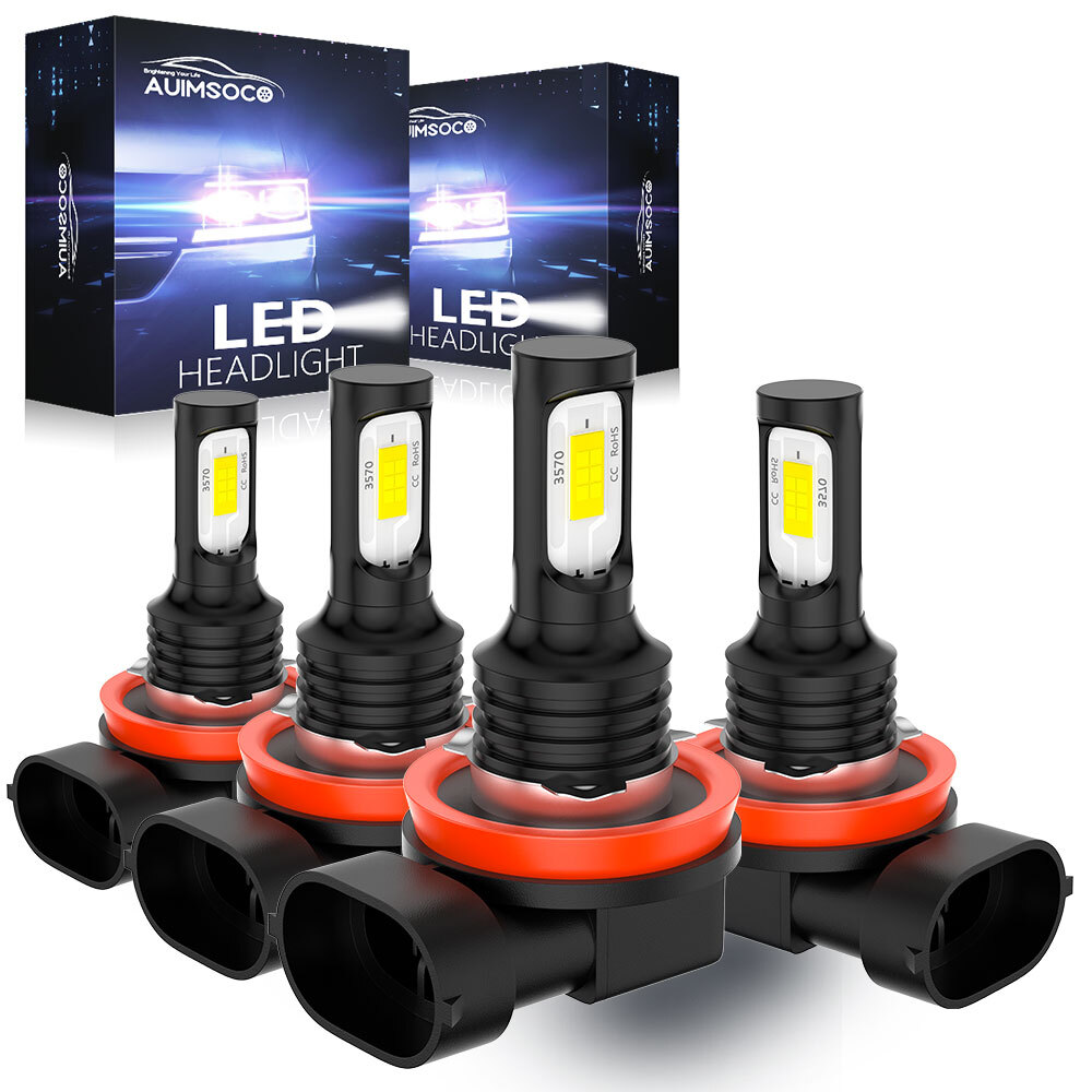 4x Ultra Bright H9 H11 LED Headlight Bulbs 10000K High Low Beam Kit