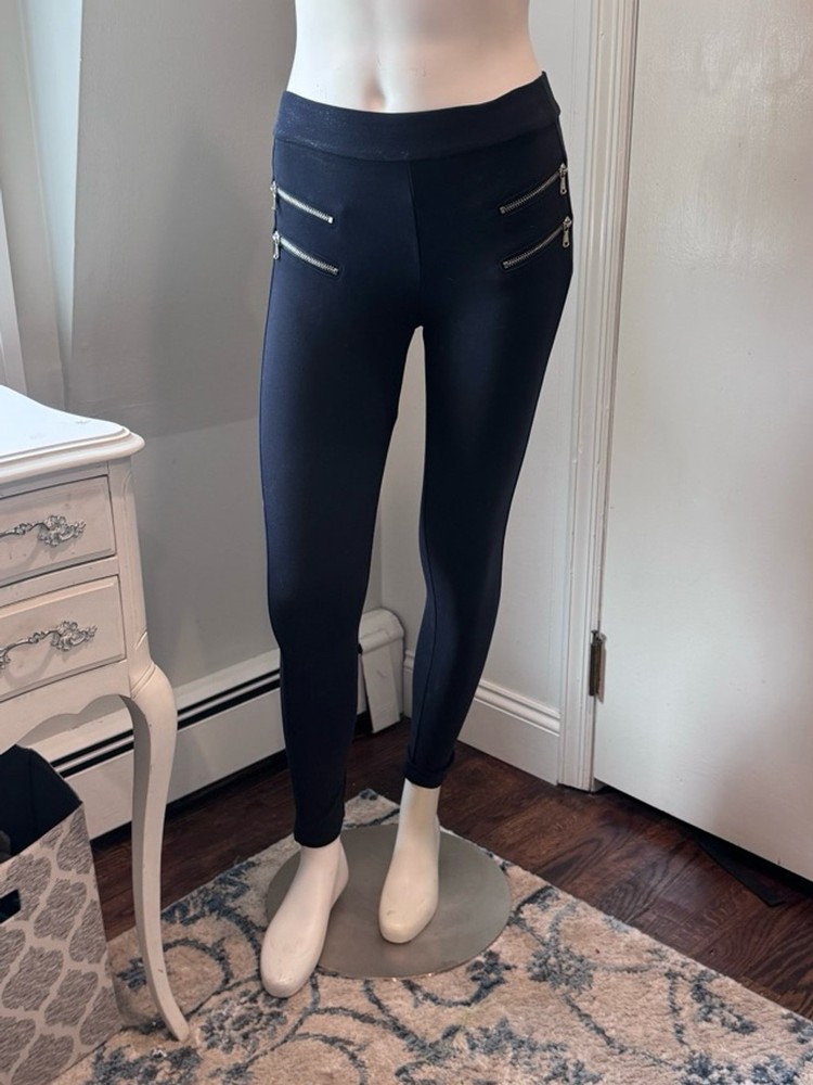 Zara | Black Moto Double Zipper Form fitting Leggings | Size Medium