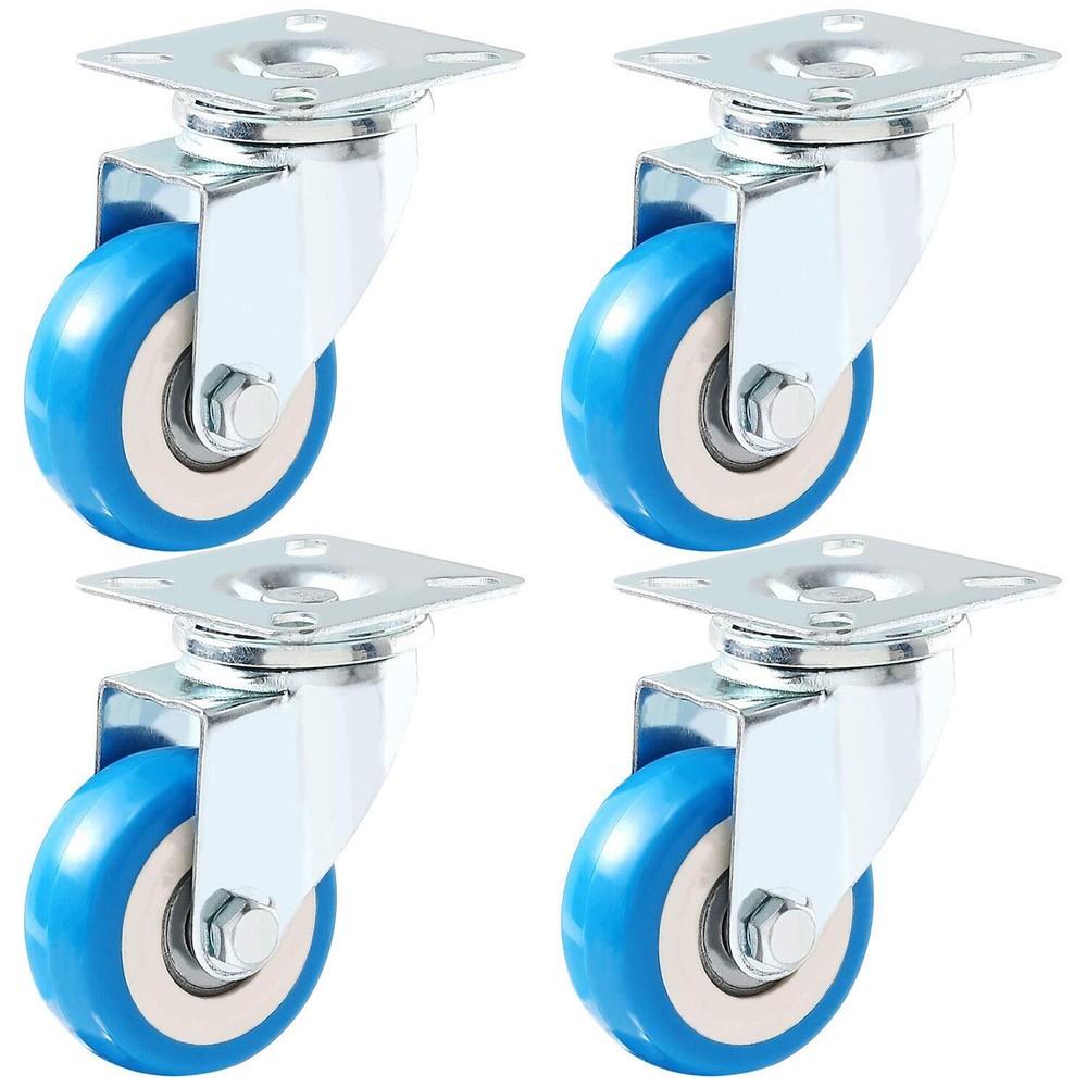 4 Pack 2 inch Swivel Polyurethane Casters Wheels, No Brake, Heavy Duty Metal