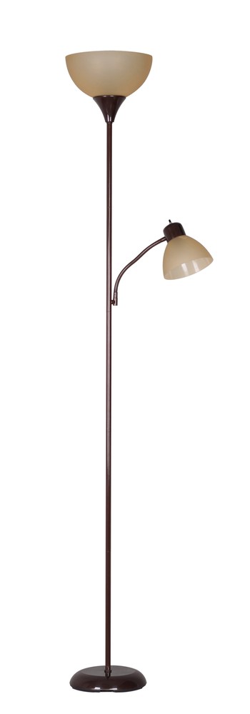 72-Inch Modern Brown Combo Floor Lamp with Adjustable Reading Light  
