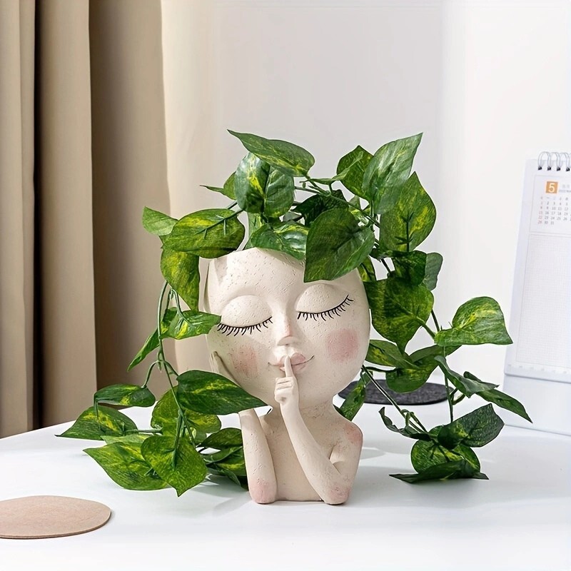 Creative Girl Face Vase – Unique Home Decoration, Balcony & Living Room Ornament