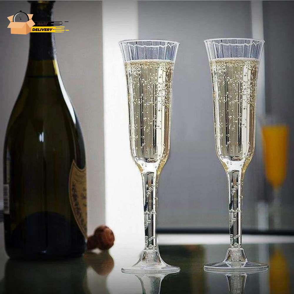 Balsacircle 12-Pack 6oz Clear Plastic Disposable Champagne Flutes