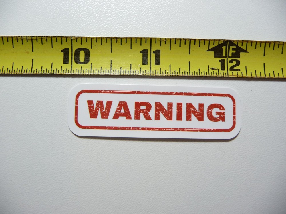 Caution Distressed Rectangle Sticker for Business Policy on Building Door