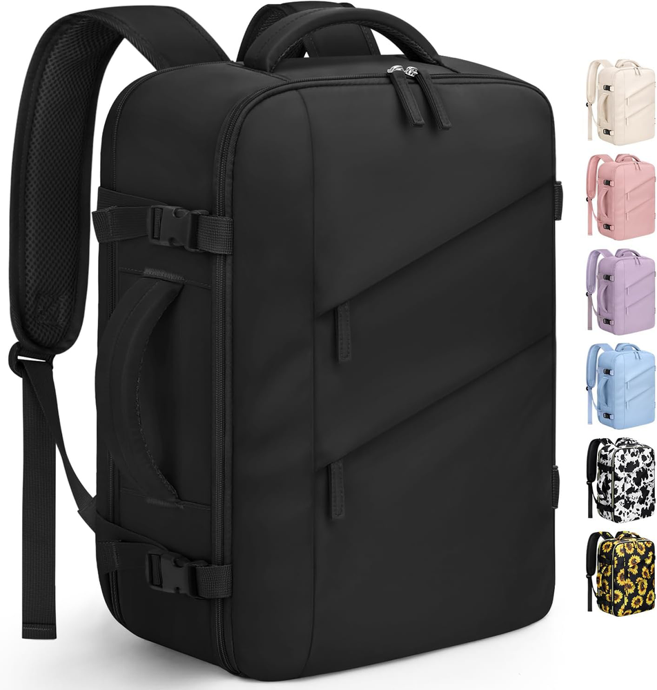 Waterproof 15.6 Inch Laptop Backpack for Travel Black Weekender Bag