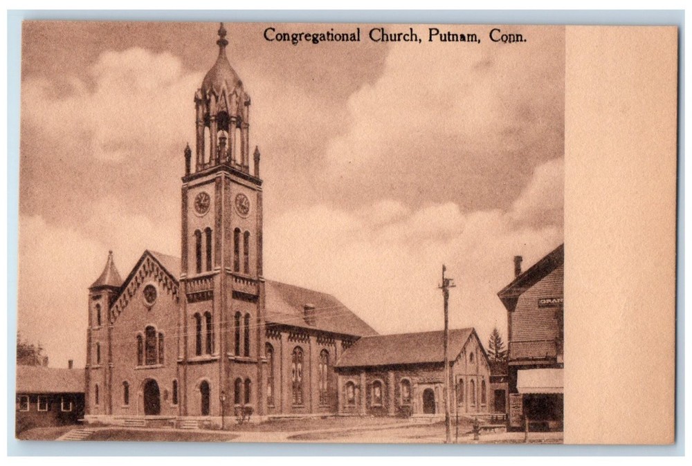 1910 Exterior Congregational Church Building Putnam Connecticut Vintage Postcard