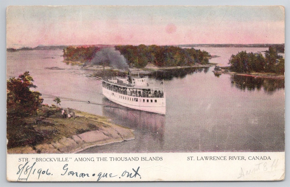 Steamer Brockville The Thousand Islands St Lawrence River Can 1906 Postcard AJ10