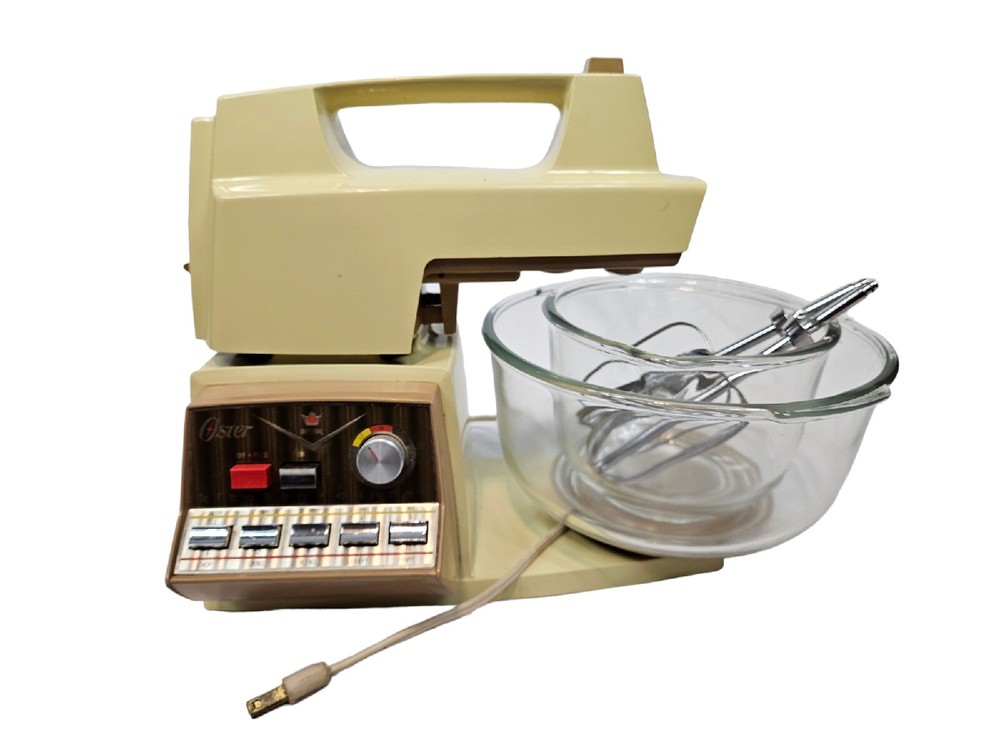 Vintage Oster Regency Kitchen Center 70s   Electric Mixer Blender Combo Yellow