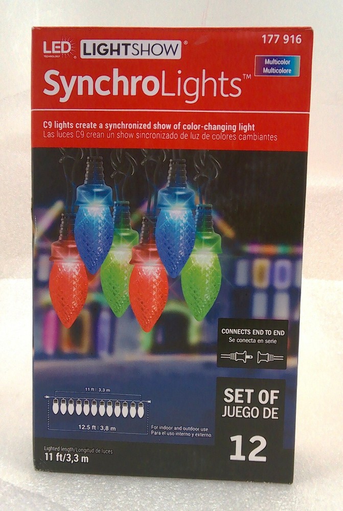 Gemmy 12-Count LED Synchrolights C-9 Christmas String Lights 177-916