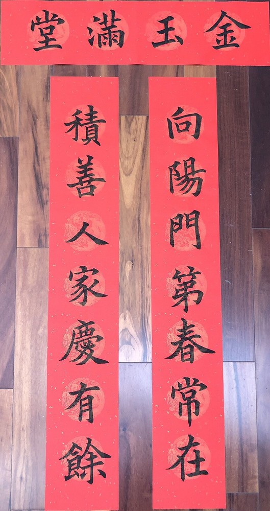 2025 Year of Snake Handwritten Set Of 3 Couplets Wall Decoration蛇年3件手寫春聯.春15向陽門