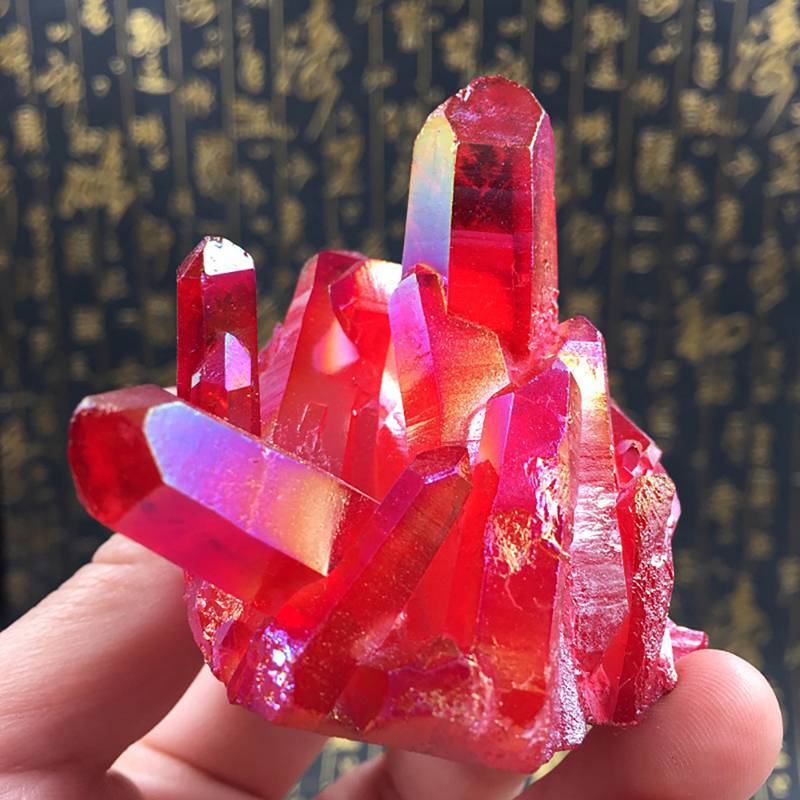 50g Natural Red Titanium Quartz Crystal Cluster for Energy Healing and Geode Decor