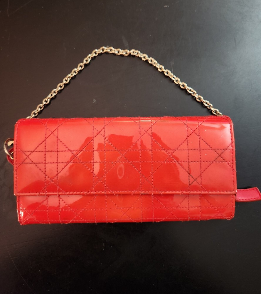 Christian Dior Red Patent Leather Pouch 7x4 Inches B0085