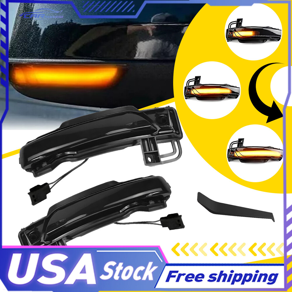 2Pcs Dynamic LED Amber Side Mirror Signal Lights For Dodge Durango WD 2011-2023