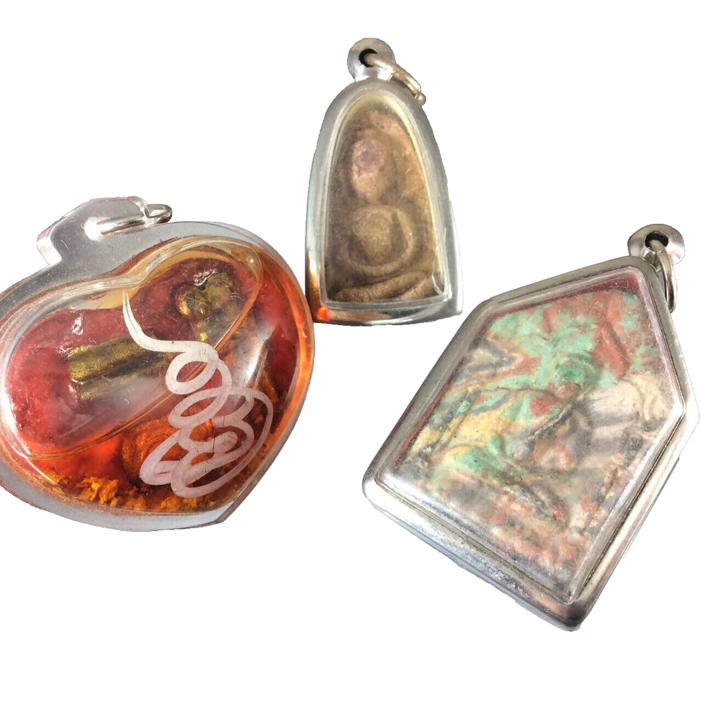 3 Amulet Phra Thai BUDDHA Pendant TALISMAN Power CHARM Magic LUCK Love WEALTH f7