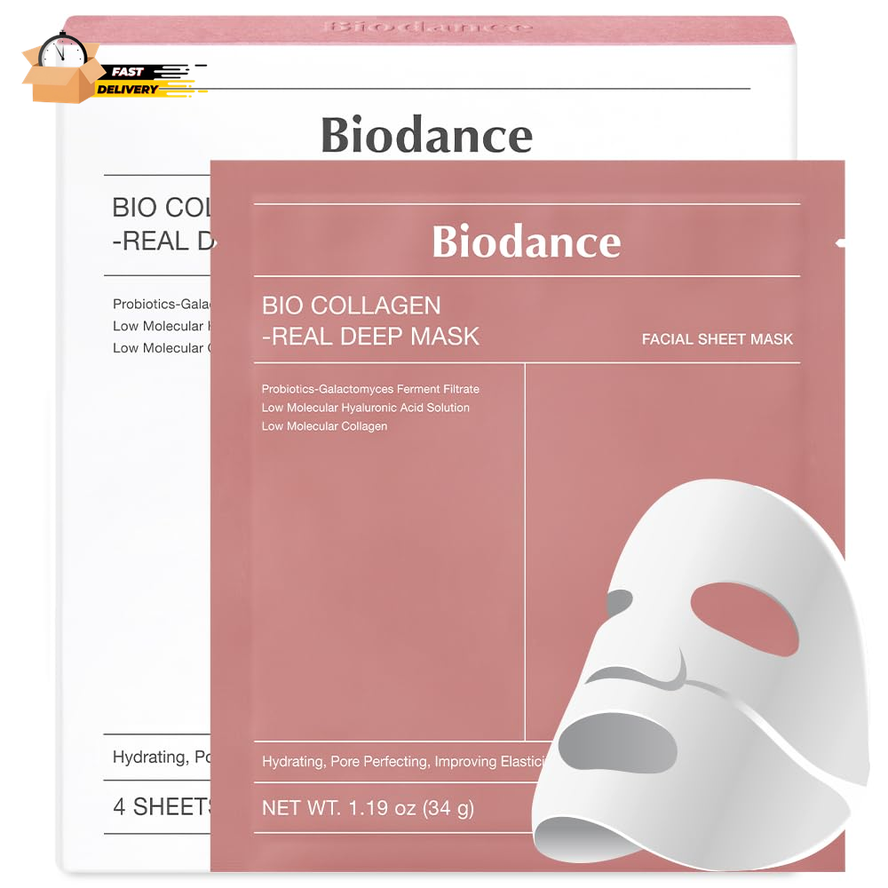 Bio-Collagen Real Deep Mask, Hydrating Overnight Hydrogel Mask, Pore Minimizing,