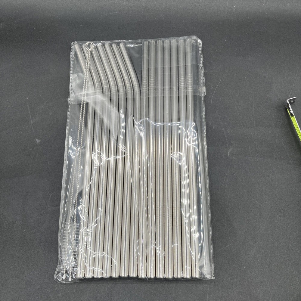 14 Pack Reusable Stainless Steel Metal Drinking Straws For Tumbler 11”