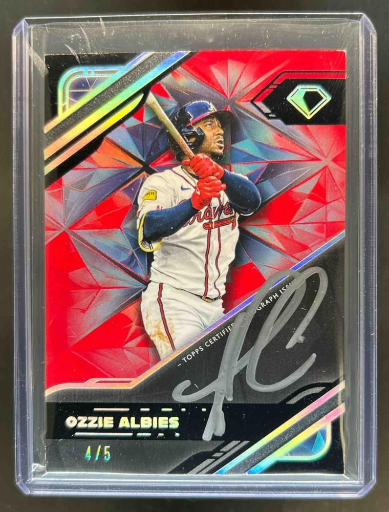 2025 Topps Diamond Icons Ozzie Albies PolychromatINK Auto Red Silver Ink #/5