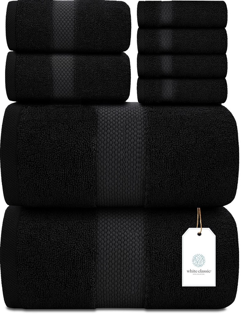 Luxury 8-Piece Bath Towel Set 100% Turkish Cotton Ultra Absorbent Soft Plush Towels