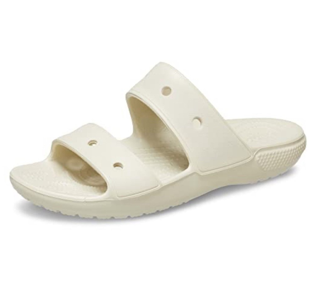 Crocs Unisex Classic Two-Strap Slide Sandals, Bone, Numeric_10 US Women