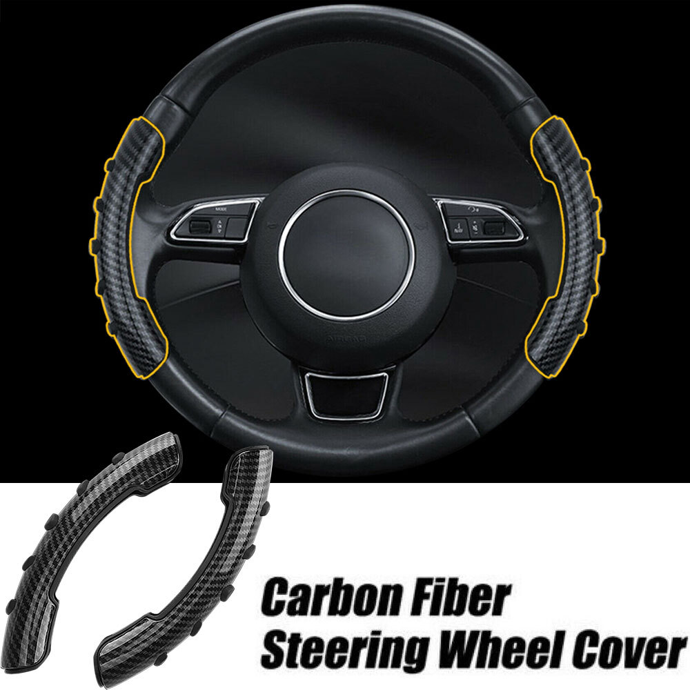 Pair Carbon Fiber Car Steering Wheel Booster Cover No-Slip Accessories 37-39cm