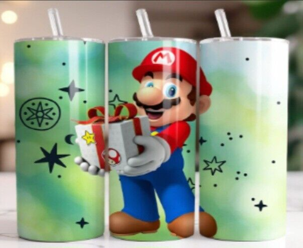 Mario B.41 Multicolor 20 oz Insulated Tumbler With Box Lid Clear Straw New