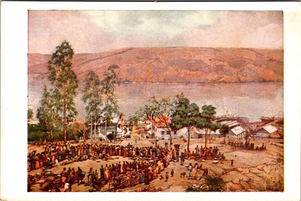 Vintage Congo Postcard Matadi Market Scene by Mathieu & Bastien