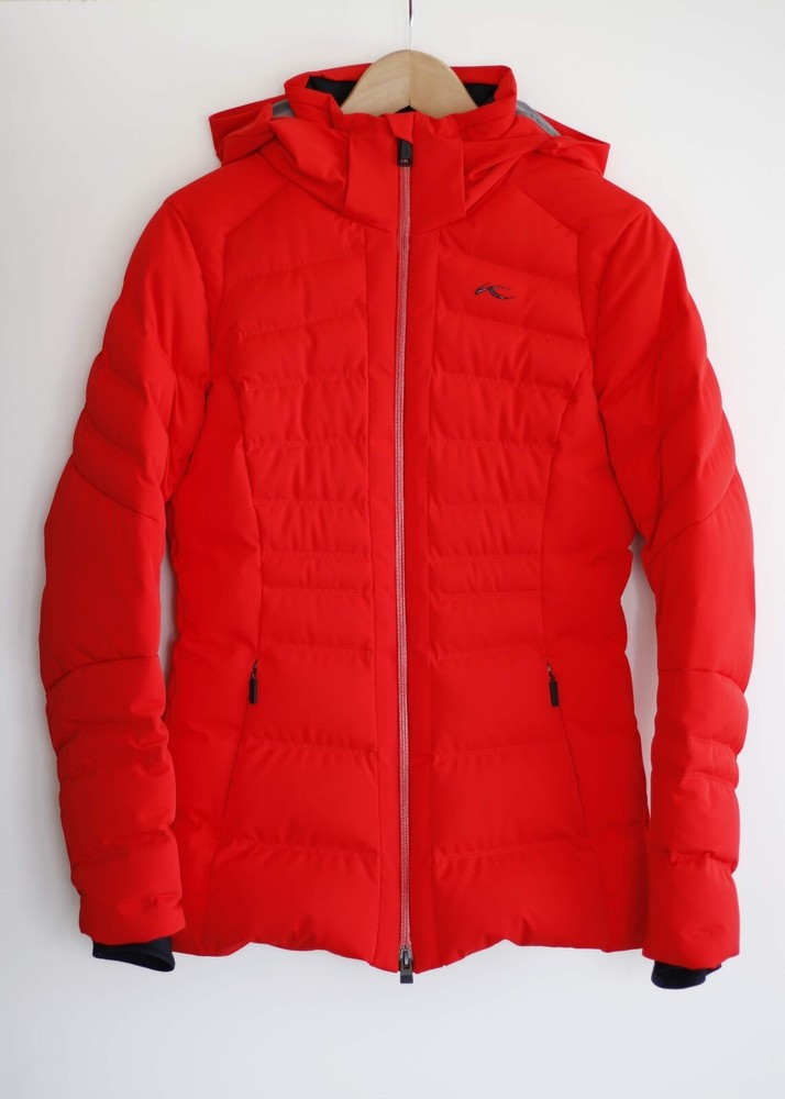 Kjus Womens Duana Jacket 34 XS Bright Red Ski Jacket Down Filled Padded w/ Hood