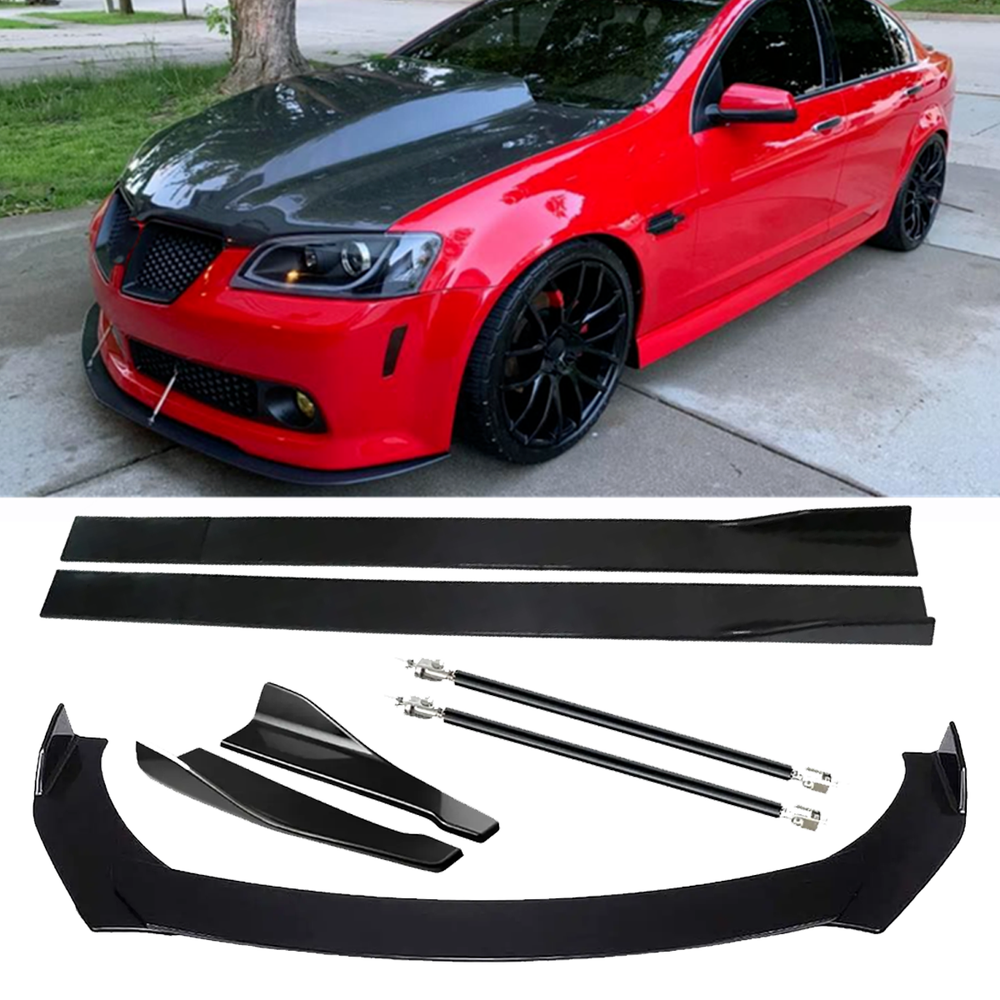 Glossy Front Splitter Bumper Lip Spoiler Side Skirts for Pontiac GTO G8