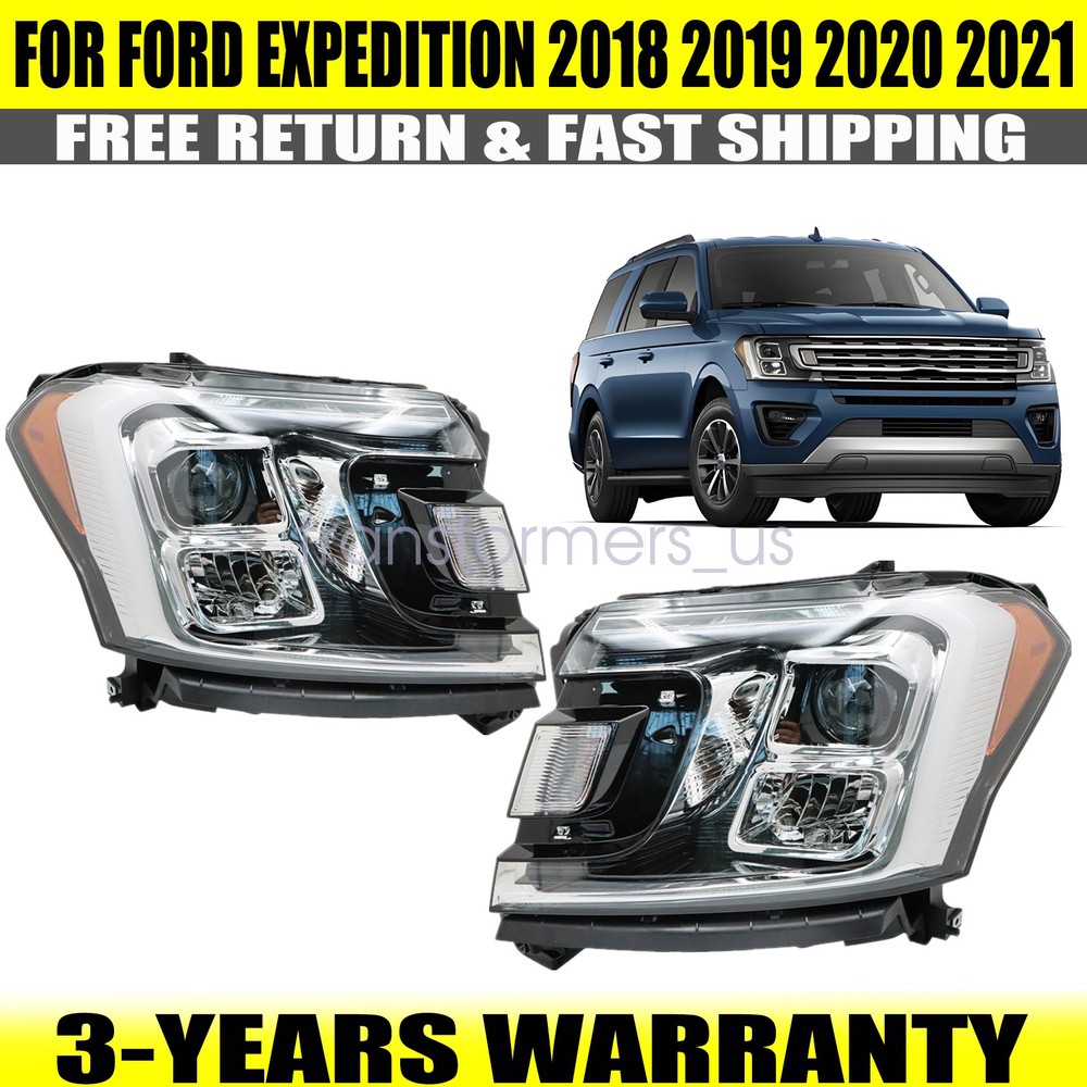New Pair Headlights For Ford Expedition 2018-2021 Halogen w/ Bulbs Left or Right
