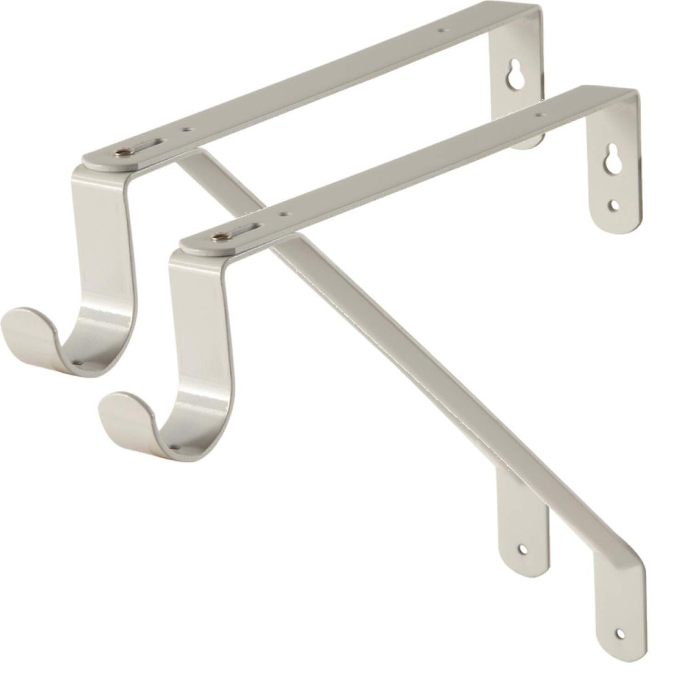 Adjustable White Closet Rod and Shelf Support Bracket Set of 2