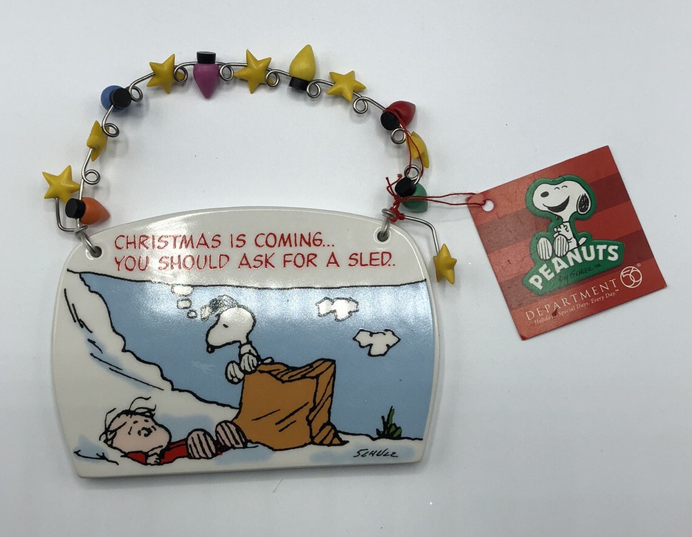 Dept 56 Peanuts Snoopy & Linus Holiday Ornament Plaque New with Tags  