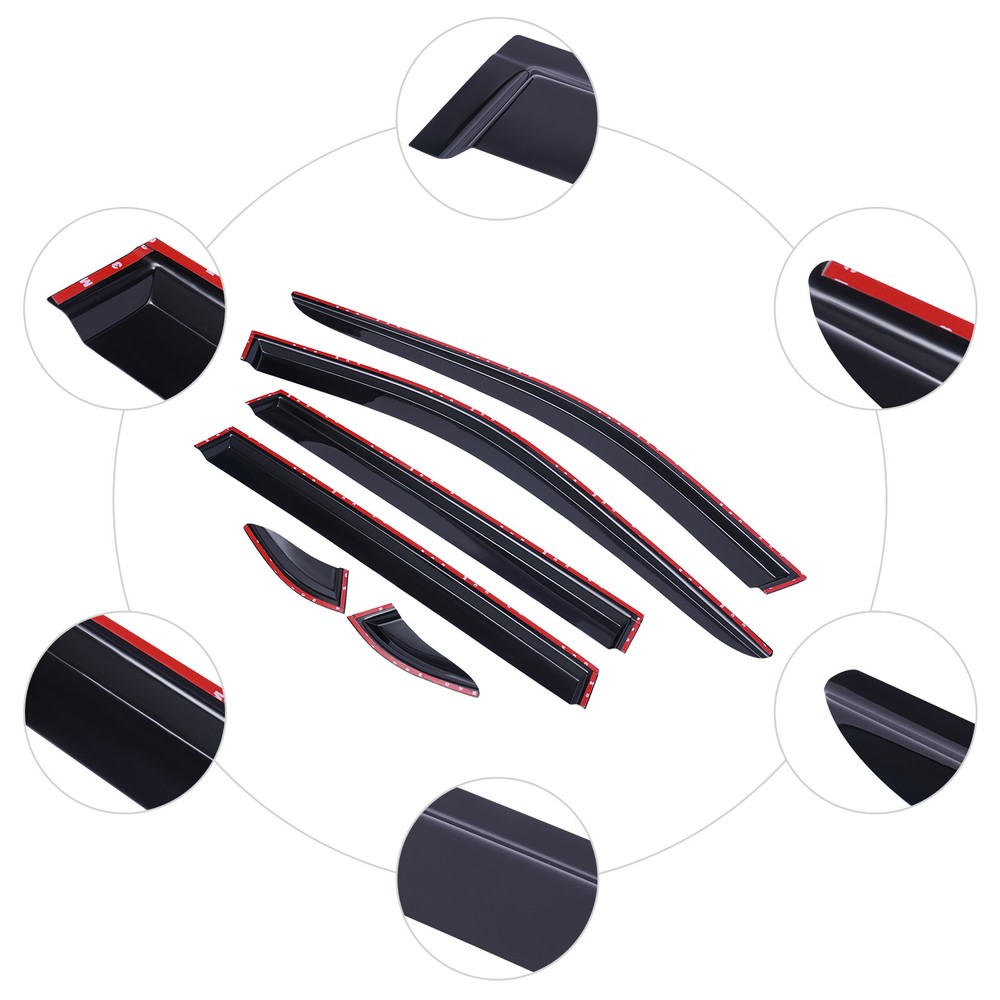 6PCS For Toyota RAV4 2019-2023 Black Window Visor Vent Shades Sun Rain Guard