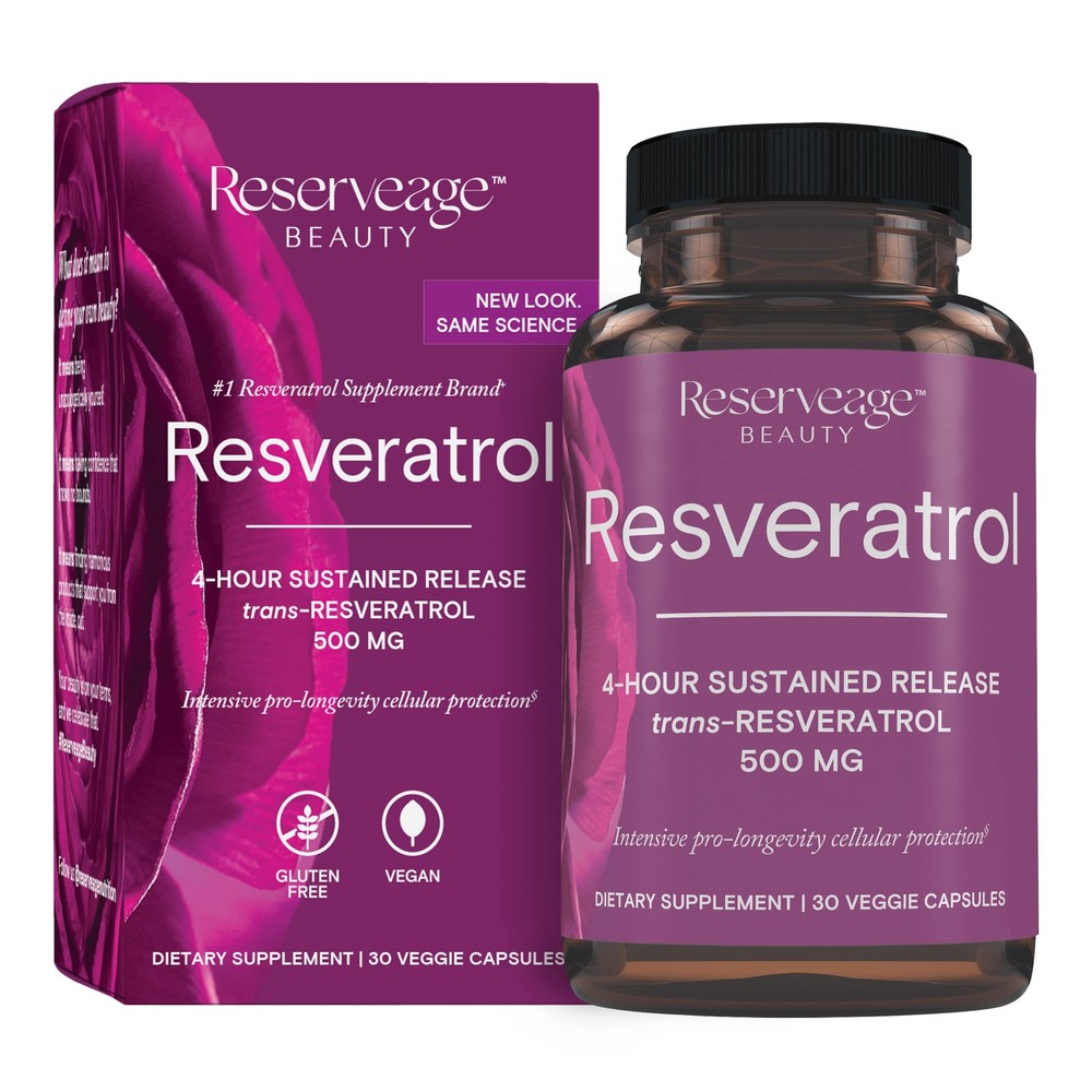 - Reserveage Beauty, Resveratrol 500 mg, Antioxidant Supplement for Heart and...