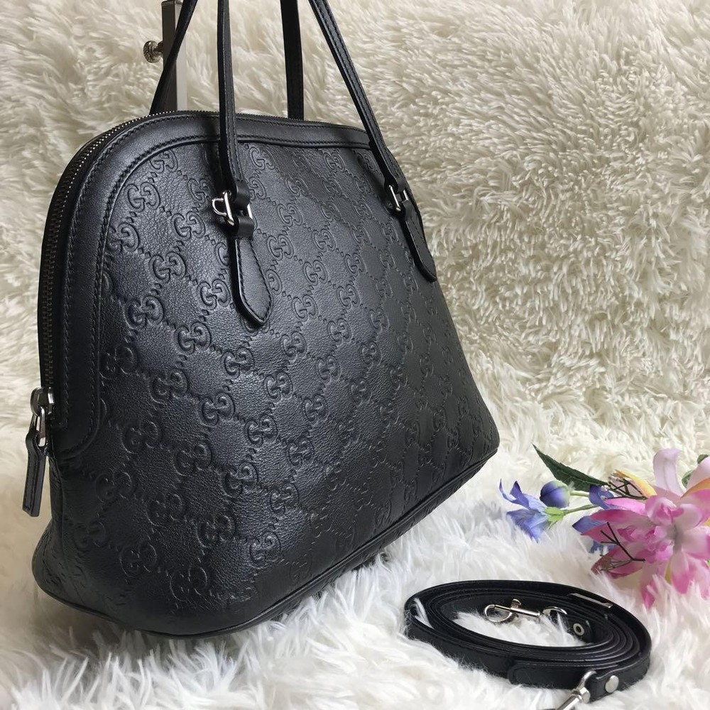 Gucci GG Shima Black Leather 2-Way Shoulder Crossbody Bag New
