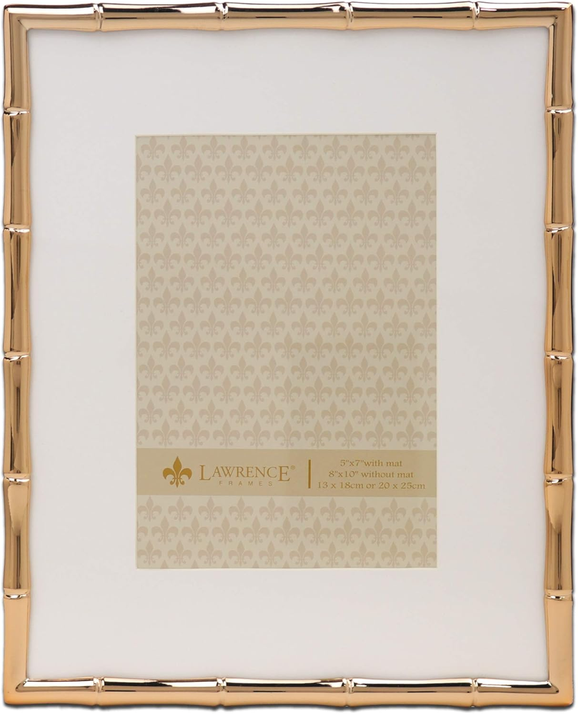 Bamboo Design Metal Frame, 8X10, Matted 5X7, Gold