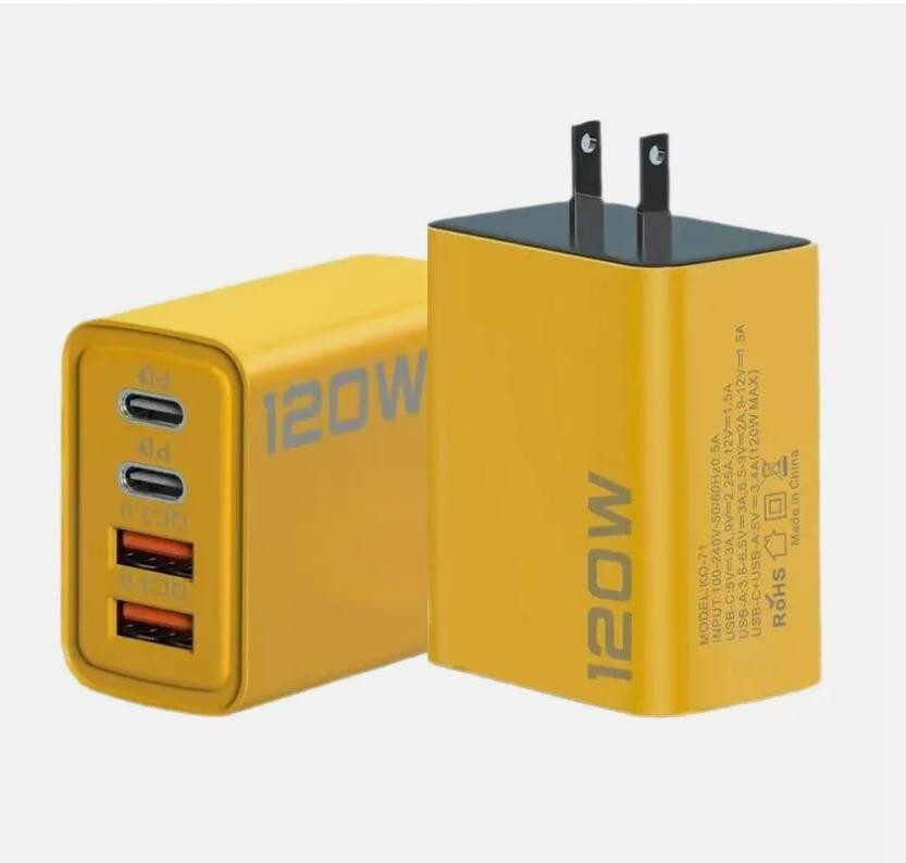120W 4-Port USB C Fast Wall Charger for Phones iPad Laptop US Plug