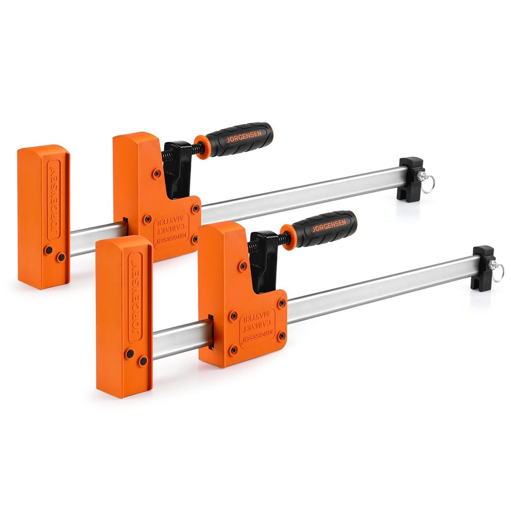 18” Bar Clamp Set, 2-pack 90° Parallel Clamp Cabinet Master, Steel Jaw Bar Cl...