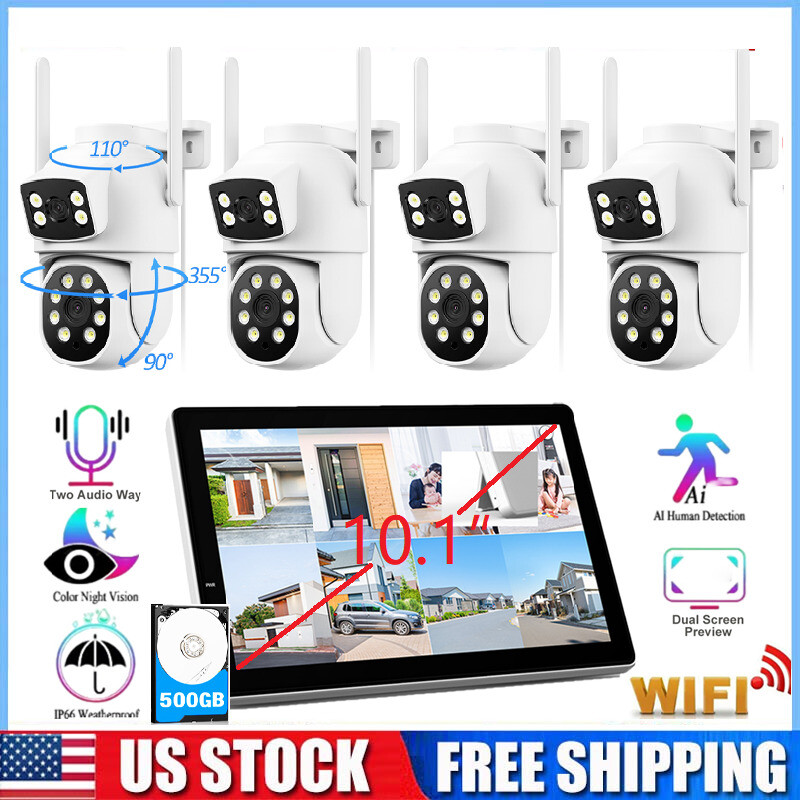 4MP Wireless Security Camera System Dual Lens WiFi Pro Camera Home Surveillance
