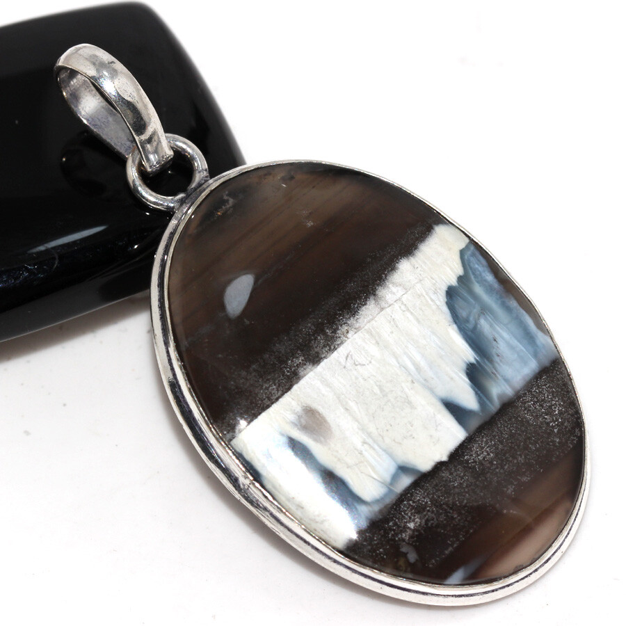 925 Silver Plated Owhyee Blue Opal Ethnic Pendant Handmade Jewelry Size 2