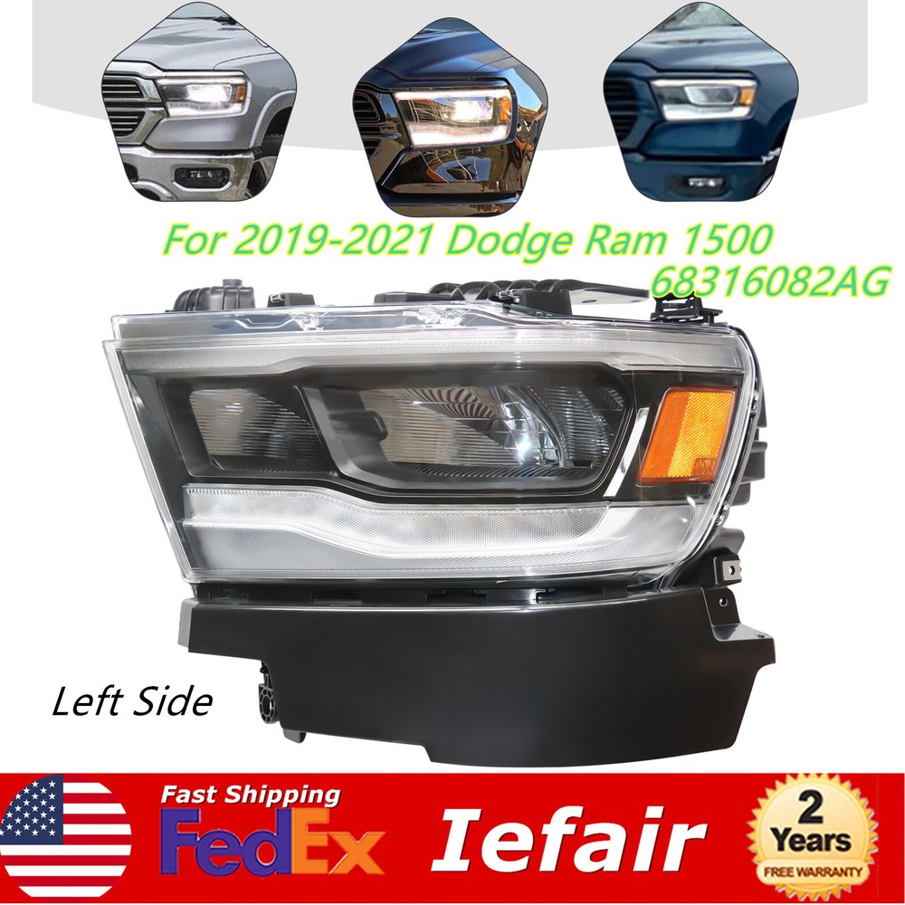 For Dodge Ram 1500 2019 2020 2021 Full LED Headlight Headlamp Left Driver Side