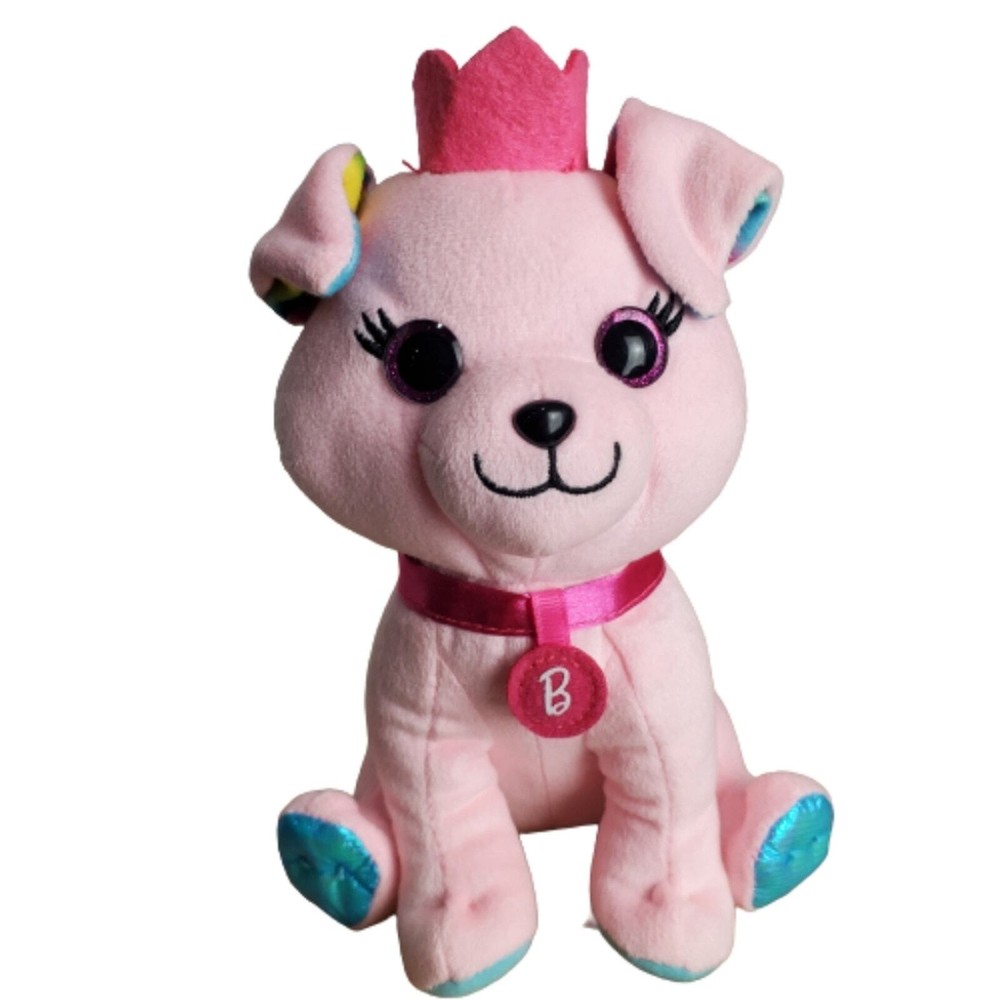 Mattel Barbie Pets Pink Princess Dog With Collar Stuffed Animal Plush 7